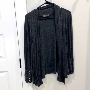 EUC Grey Gray Pinc Brand Size L Large Light Fabric Open Cardigan Breezy